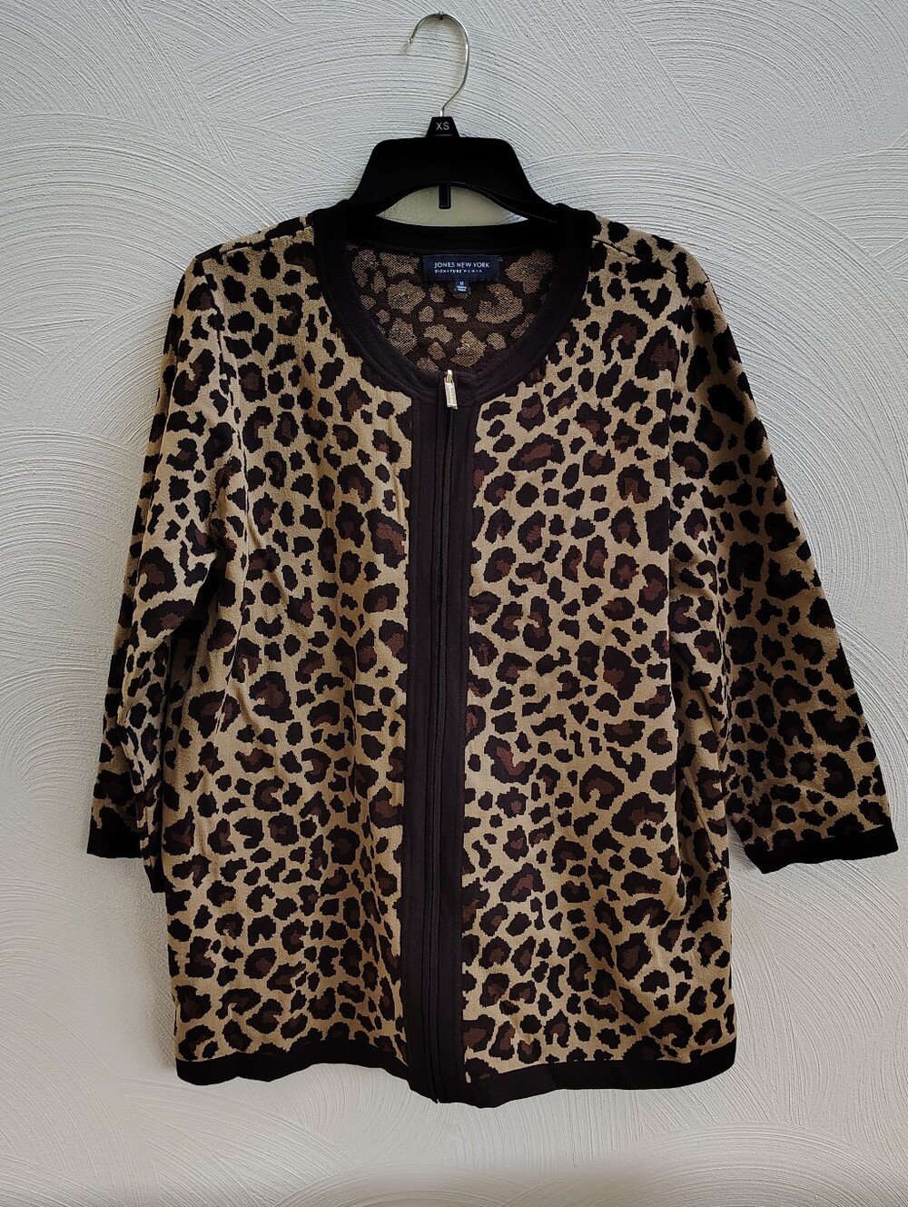 Jones New York Cardigan Sweater Animal Print Full Zip Women's Sz 1x